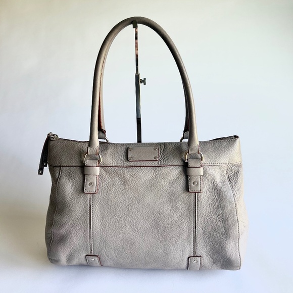 Kate Spade Grey Genuine Pebble Leather Handbag Shoulder Bag - Picture 1 of 15